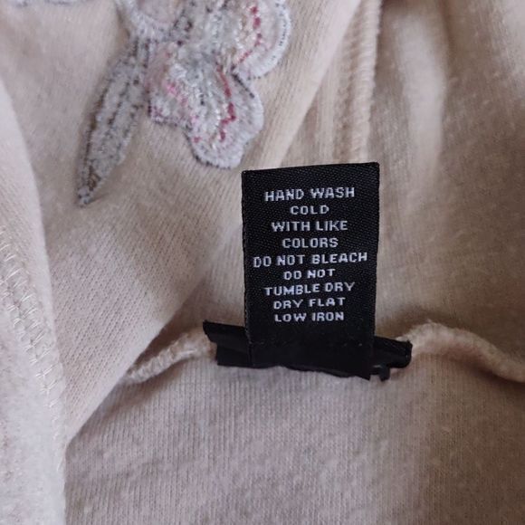 Rue21 Faux Fleece Cropped‎ Floral Embroidered Hoodie Sz S - Picture 9 of 10